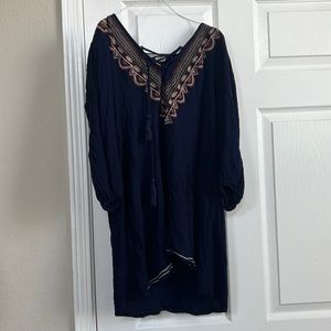 Flying Tomato Size M Medium Embroidered Blouse Shirt Top Navy Tunic